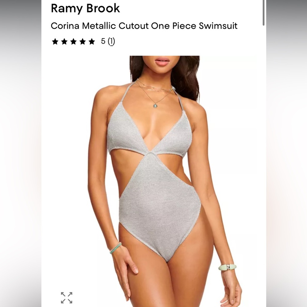 Ramy Brook Corina Silver Cutout One-Piece Swimsuit Small